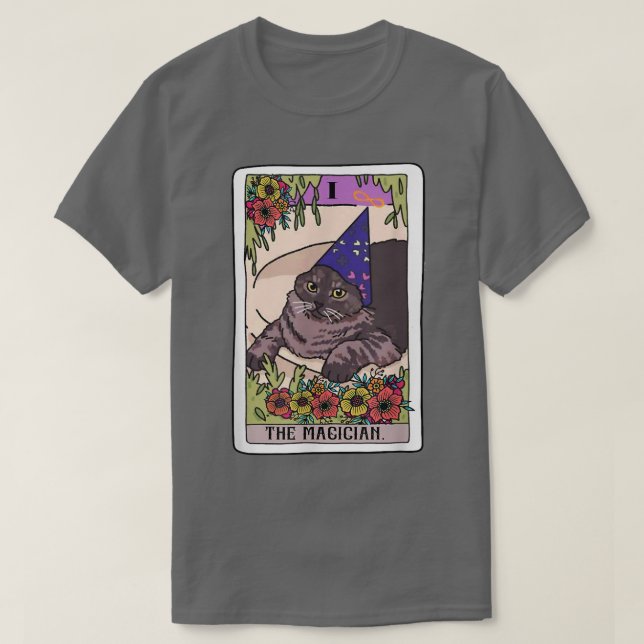 Magician Tarot Card Funny Cat Lover Wizard Mag T-Shirt (Design vorne)