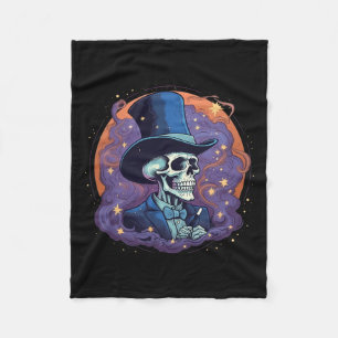 Magician Top Hat Stars Smoke Skull Halloween Fleecedecke