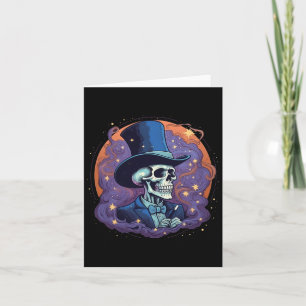Magician Top Hat Stars Smoke Skull Halloween Karte