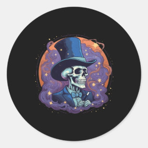 Magician Top Hat Stars Smoke Skull Halloween Runder Aufkleber