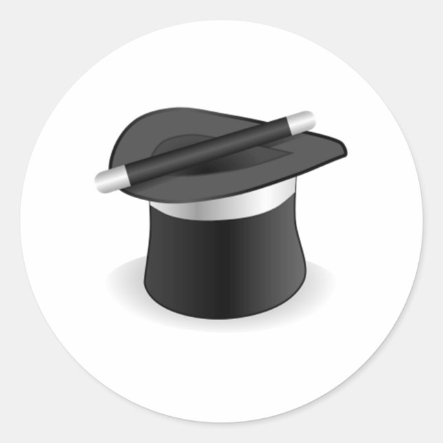 Magician Wand und Hat Runder Aufkleber (Vorderseite)