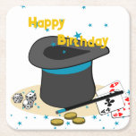Magician's Happy Birthday Kids Party Rechteckiger Pappuntersetzer<br><div class="desc">Magician's Happy Birthday Kids Party Square Paper Untersetzer 🖹 Fügen Sie Ihren Text 🎨 Füll- oder Hintergrundfarbe und Elementfarbe 📧 Fragen über ein benutzerdefiniertes Design beatecisse@kbmd3signs.com Besuchen Sie für Tipps und Ideen über Farbe,  Kunst und Dekoration,  www.KBMD3signs.com</div>