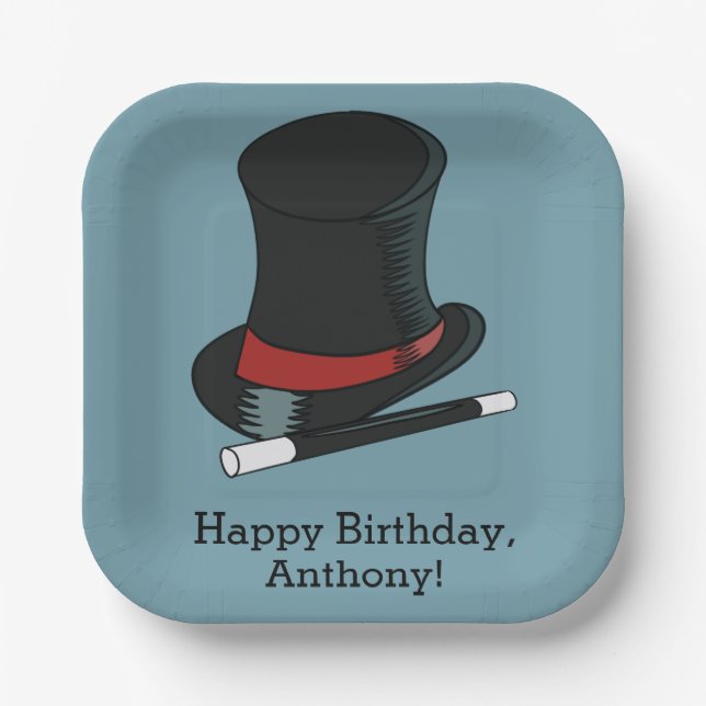Magicians Hat Magic Show Birthday Party Pappteller (Vorderseite)
