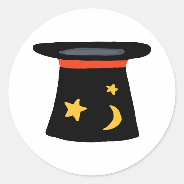 Magicians TopHat für Magicland Party Theme Runder Aufkleber (Vorderseite)
