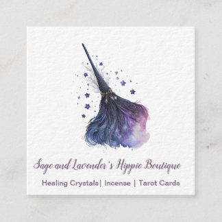 Magick Hexe Broom Square Business Card Quadratische Visitenkarte