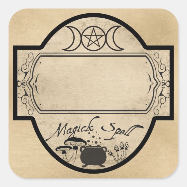 MAGICK SPELL ETIKETT QUADRATISCHER AUFKLEBER (Vorderseite)