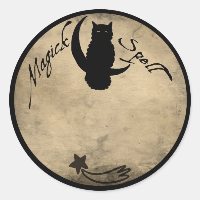 MAGICK SPELL ETIKETT RUNDER AUFKLEBER (Vorderseite)