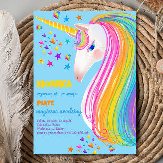 Magiczne urodziny, jednorożec zaproszenie einladung