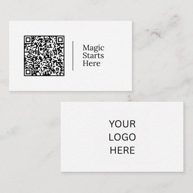 Magie beginnt hier | Anpassbarer QR-Code & Logo Visitenkarte (Vorne/Hinten)