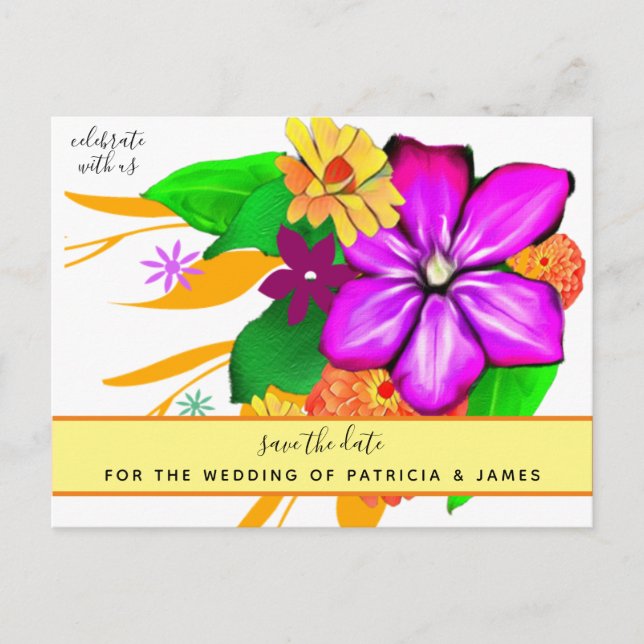 Magie & Bold Floral Save the Date Postkarte (Vorderseite)