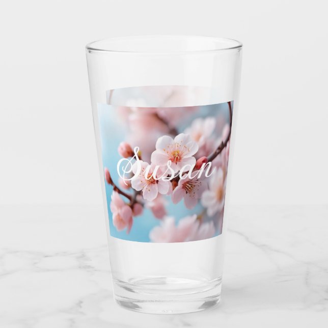 Magie der rosa Blüten Glas (Vorderseite)