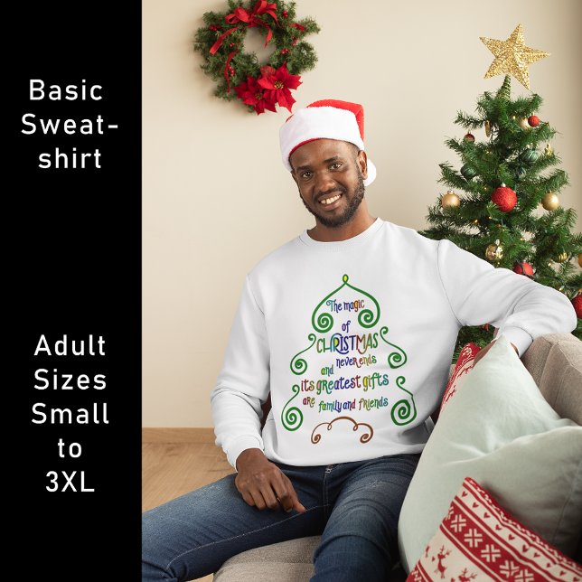Magie der Weihnachtstypografie in Baumform Sweatshirt (Magic of Christmas Typography in Tree Shape sweatshirt)