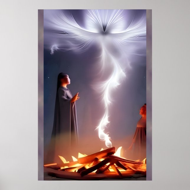 Magie des Campfeuers - AI Fantasy Art Print Tribal Poster (Vorne)