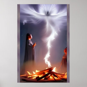 Magie des Campfeuers - AI Fantasy Art Print Tribal Poster