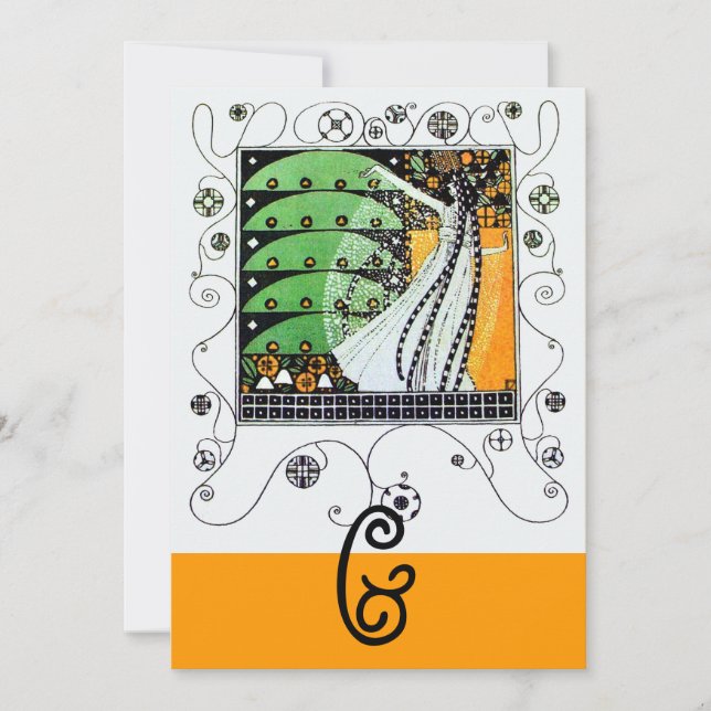 MAGIE DES FRÜHJAHRES, hellgrün, schwarz Einladung (Vorderseite)