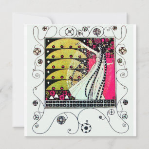 MAGIE DES FRÜHLINGS, Fuchsia,Grün Gelb,Schwarz Einladung