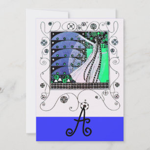 MAGIE DES FRÜHLINGS helles aqua-blaues Teal-Schwar Einladung