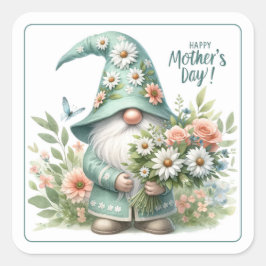 Magie des Muttertags: Whimsisches Genomfreude Quadratischer Aufkleber