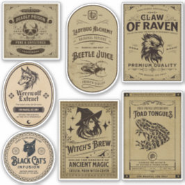 Magie des Vintagen Halloween-Hexentränke-Labels Aufkleber