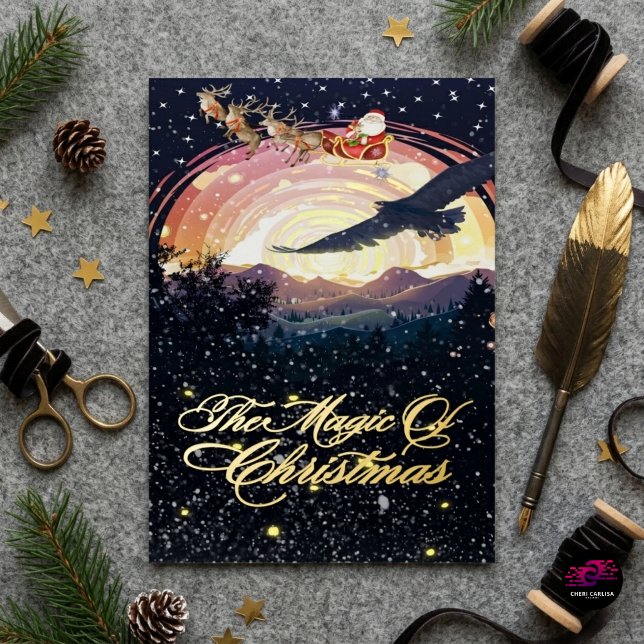 Magie des Weihnachtsmann-Schlittens Nachthimmel (Santa’s sleigh under a glowing Christmas sky… pure holiday magic.)