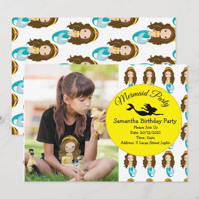 Magie eines Meerjungfrau-Party Einladung (Vorne/Hinten)