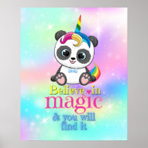 Magie Einhorn Panda auf Regenbogenuntergrund Klass