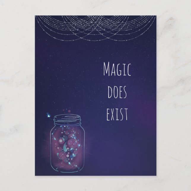 Magie existiert Feuer-Fly-Jar Postkarte (Vorderseite)