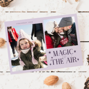 Magie in der Luft Lila Multi-Foto-Weihnachtskarte Feiertagskarte