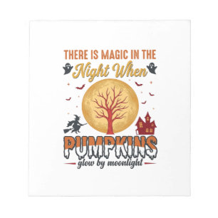 Magie in der Nacht Halloween-Kürbisse Vintage-Desi Notizblock