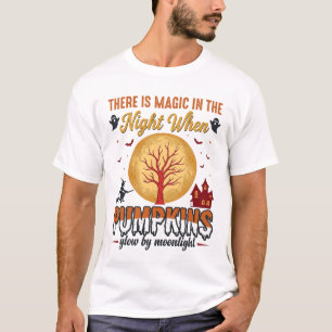 Magie in der Nacht Halloween-Kürbisse Vintage-Desi T-Shirt