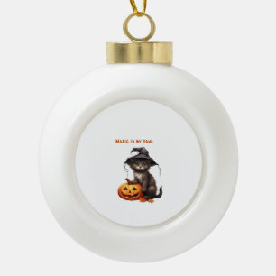 Magie in meinen Pfoten - Halloween Cat Design Clas Keramik Kugel-Ornament