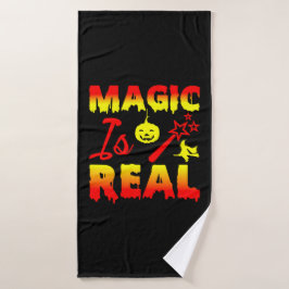 Magie ist echter Halloween Pumpkin Hexe Zauber Wan Badehandtuch