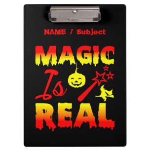 Magie ist echter Halloween Pumpkin Hexe Zauber Wan Klemmbrett