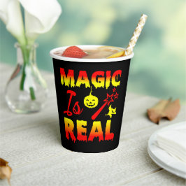 Magie ist echter Halloween Pumpkin Hexe Zauber Wan Pappbecher
