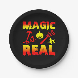Magie ist echter Halloween Pumpkin Hexe Zauber Wan Pappteller