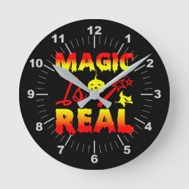 Magie ist echter Halloween Pumpkin Hexe Zauber Wan Runde Wanduhr
