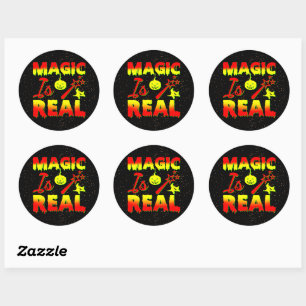 Magie ist echter Halloween Pumpkin Hexe Zauber Wan Runder Aufkleber
