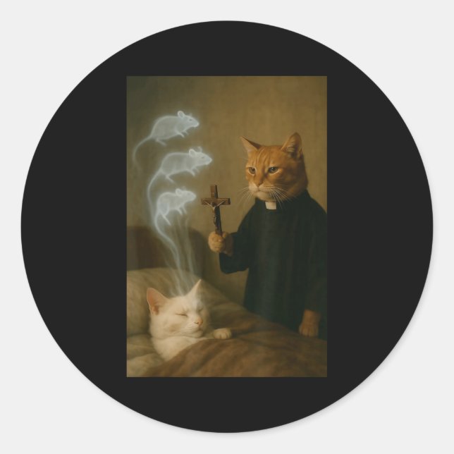 Magie-Katze Meme Katze Exorzismus Maus Lustige Fan Runder Aufkleber (Vorderseite)