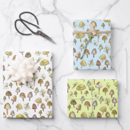 Magie Pilze Wasserfarbenwald Muster Geschenk Geschenkpapier Set
