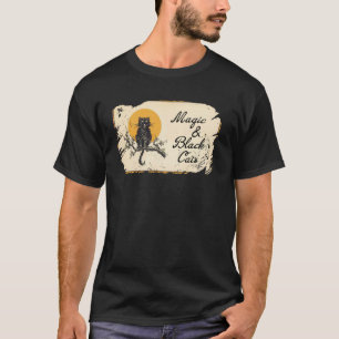 Magie und Schwarze Katzen Vintag Halloween Niedlic T-Shirt
