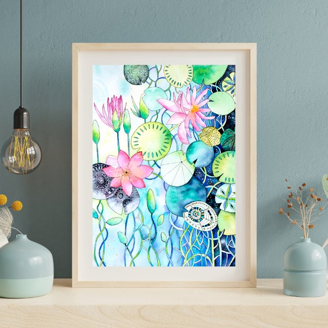 Magie Wasserlilien Archivkunst Printwerbung Poster (Magic Waterlilies frame mockup.)