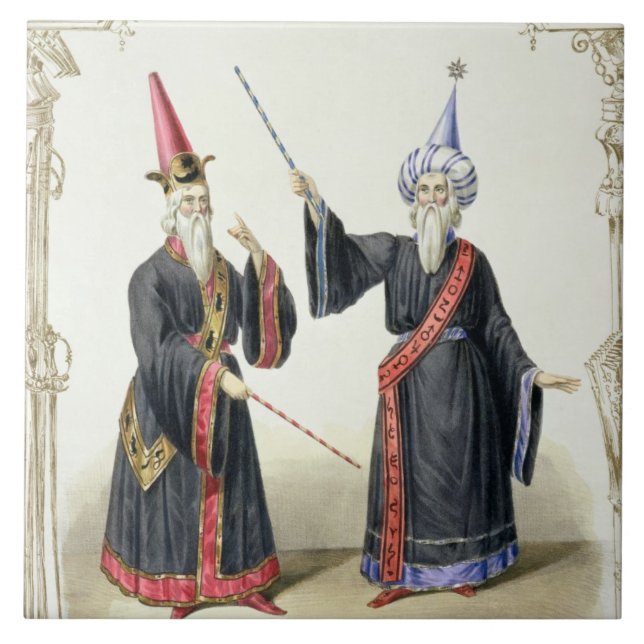 Magier am Karneval in Berlin, 1836 (Farbe Fliese (Vorderseite)