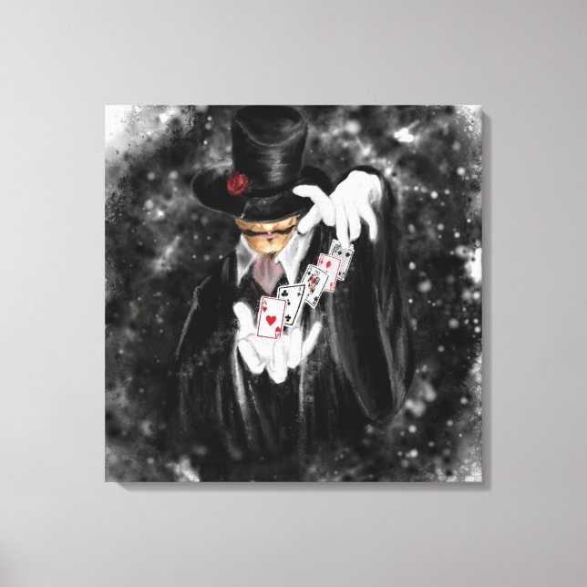 Magier und Spielkarten Abracadabra - Zeichnend Leinwanddruck (Vorderseite)