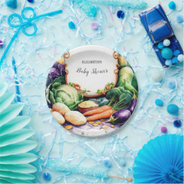 Magisch farbenfrohe Farmer's Market Babydusche Pappteller