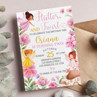 Magisch Pink Floral Fairy Birthday Einladung