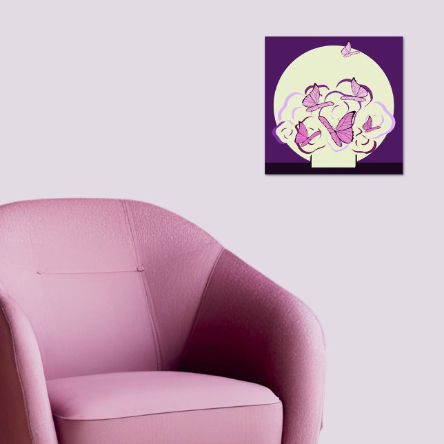 Magisch rosa Lila Bouquet & Butterflies Square Poster (Magical Pink Purple Bouquet & Butterflies Square Poster)