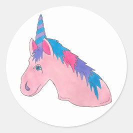 Magisch rosa Lila Horn Unicorn Pferd Mythisch Runder Aufkleber