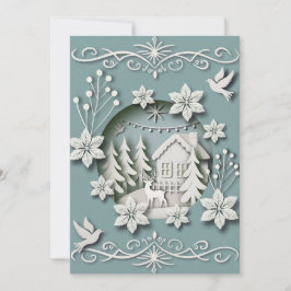 Magische 3D-Weihnachtskarte mit Winterlandschaft Feiertagskarte