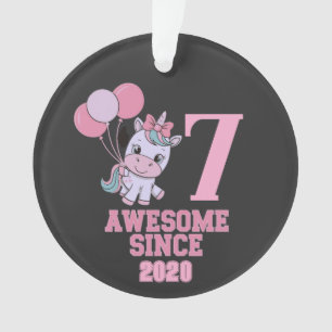 Magische 7 Jahre alte Einhorn Geburtstagskarte anp Ornament