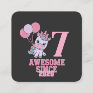 Magische 7 Jahre alte Einhorn Geburtstagskarte anp Quadratische Visitenkarte